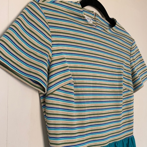 Vintage 70s short sleeve striped a-line dress with matching jacket size S - Picture 3 of 8